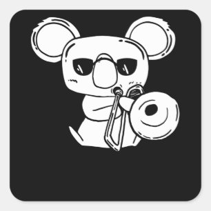 Trombonist Trombone Player Koala met trombone Vierkante Sticker