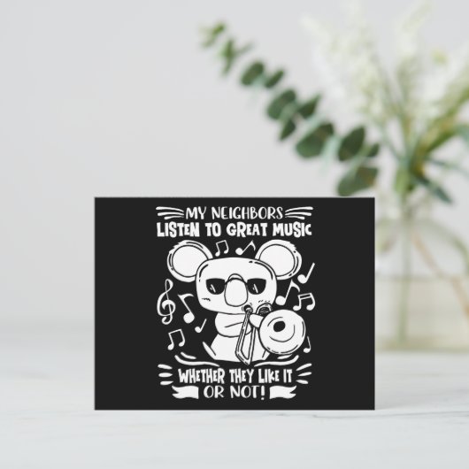 Trombonist Trombone Player Koala With Trombone Briefkaart (Staand voorkant)