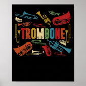 Trombonist van Retro Trombone Poster (Voorkant)