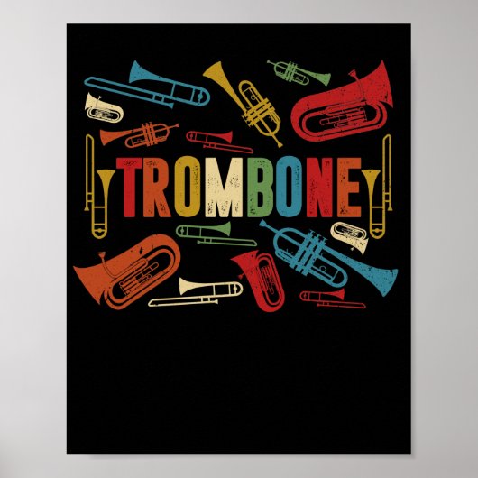 Trombonist van  Retro Trombone Poster (Voorkant)