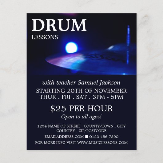 Trommel, drumlessons Adverteren brochure (Voorkant)