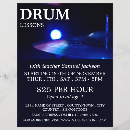 Trommel, drumlessons Adverteren brochure (Voorkant)