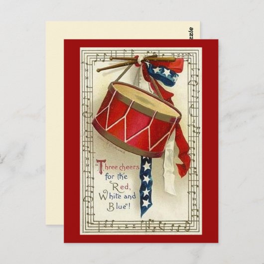 trommel en lint - Briefkaart (Voorkant / Achterkant)