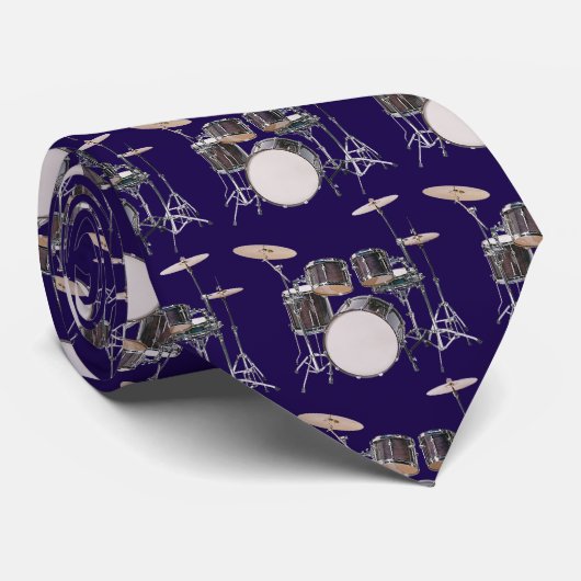 Trommel ingesteld op Cymbals Pattern Necktie Stropdas (Opgerold)