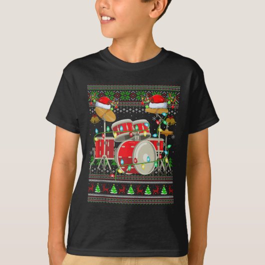 Trommel lelijk kerst trui muzikaal trommelaar Dr T-shirt (Voorkant)