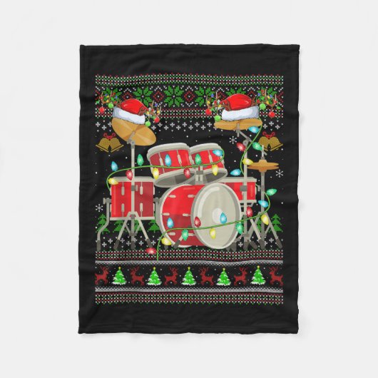 Trommel lelijk kersttrui muzikaal drumspeler Dr Fleece Deken (Voorkant)