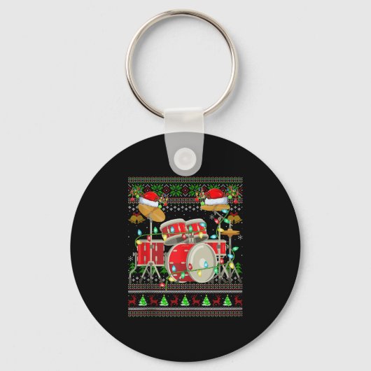 Trommel lelijke kerst trui muzikaal drumspeler Dr Sleutelhanger (Voorkant)