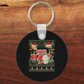 Trommel lelijke kerst trui muzikaal drumspeler Dr Sleutelhanger (Voorkant)