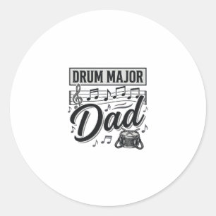 Trommel Majoor Vader Vintage Muzieksjabloon_1 Ronde Sticker