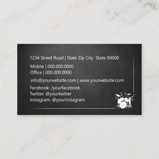 Trommel op het alkbord visitekaartje (Achterkant)