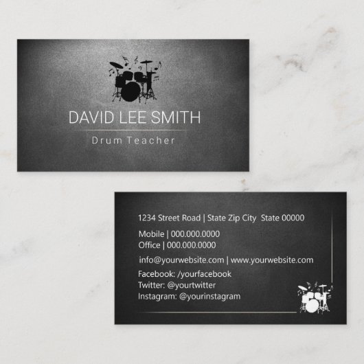 Trommel op het alkbord visitekaartje (Voorkant / Achterkant)