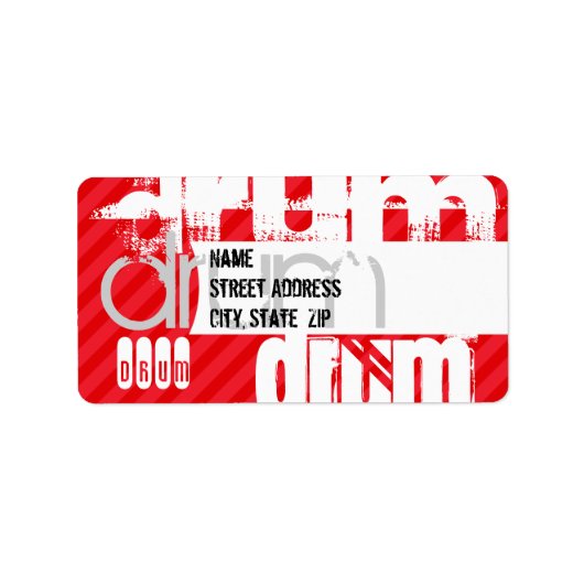 Trommel; Roodrode strepen Etiket (Voorkant)