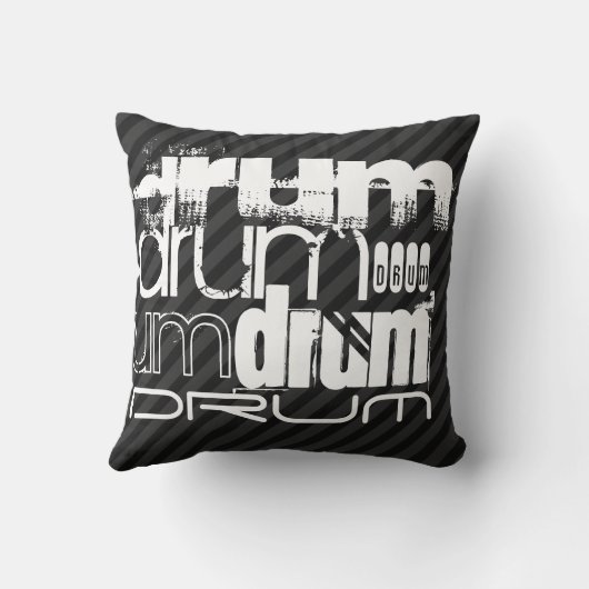 Trommel; zwarte en donkergrijze strepen kussen (Achterkant)