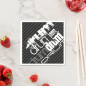 Trommel; zwarte en donkergrijze strepen servetten (Insitu)