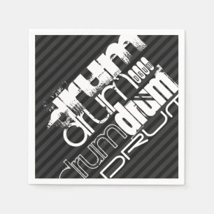 Trommel; zwarte en donkergrijze strepen servetten