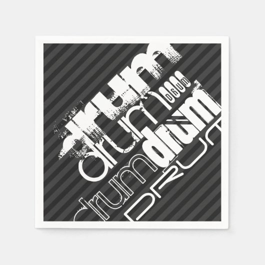 Trommel; zwarte en donkergrijze strepen servetten (Voorkant)