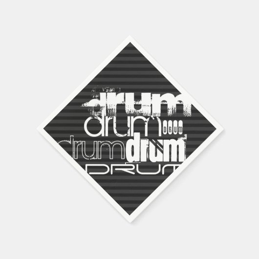 Trommel; zwarte en donkergrijze strepen servetten (Hoek)