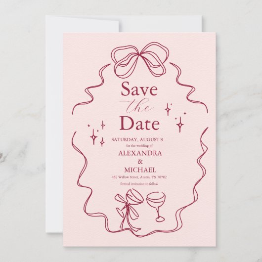 Trommelboog Handgeschreven Trouwen Save The Date (Voorkant)