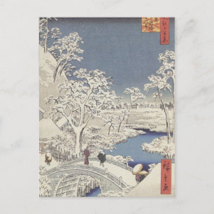 Trommelbrug bij Meguro, door Ando Hiroshige Briefkaart