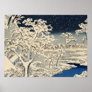 Trommelbrug bij Meguro, door Ando Hiroshige Poster