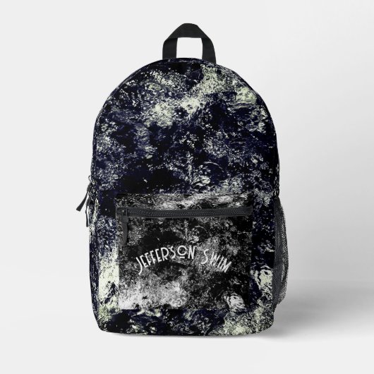 Trommelend Water Zwart & Wit Bedrukte Rugzak (Voorkant)