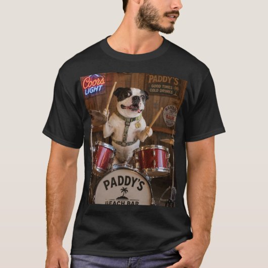 Trommelende Boston Terrier T-shirt (Voorkant)