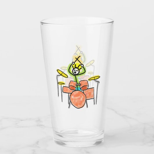 Trommelende Stickman Glas (Voorkant)