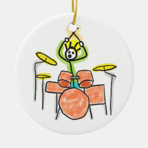 Trommelende Stickman Keramisch Ornament