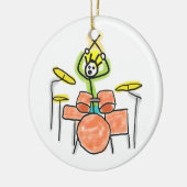 Trommelende Stickman Keramisch Ornament (Links)