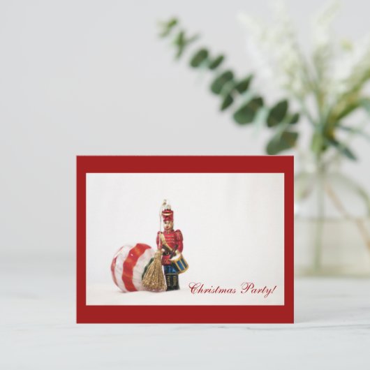 Trommeljongen en Kerstbal Feestdagenkaart (Staand voorkant)