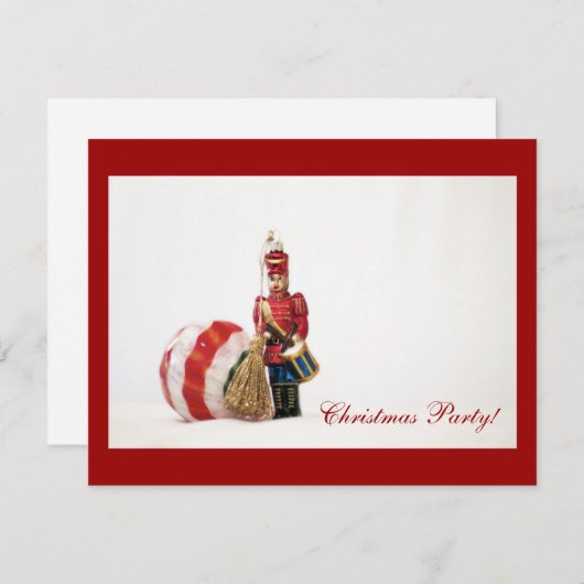 Trommeljongen en Kerstbal Feestdagenkaart (Voorkant / Achterkant)