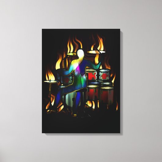 Trommelman die zijn drummelset speelt canvas afdruk (Voorkant)