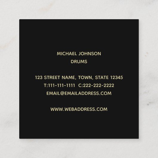 trommels met monogram | Visitekaartje van de drumm (Achterkant)