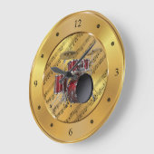 Trommelset ~ Blad Music ~ Gold Background ~ Unieke Grote Klok (Hoek)