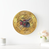 Trommelset ~ Blad Music ~ Gold Background ~ Unieke Grote Klok (Huis)