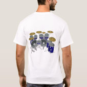Trommelset en tribaal (blauw) - Witte T-shirt (Achterkant)