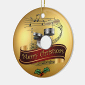 Trommelset ~ Musical Scroll ~ Gold Merry Kerstmis  Keramisch Ornament (Links)