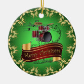 Trommelset ~ Musical Scroll ~ Merry Kerstmis * ~ Keramisch Ornament (Voorkant)
