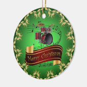 Trommelset ~ Musical Scroll ~ Merry Kerstmis * ~ Keramisch Ornament (Links)