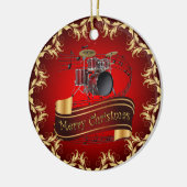 Trommelset ~ Musical Scroll ~ Merry Kerstmis * ~ Keramisch Ornament (Links)
