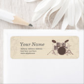 , trommelset, muziekreukstickers etiket (Insitu)