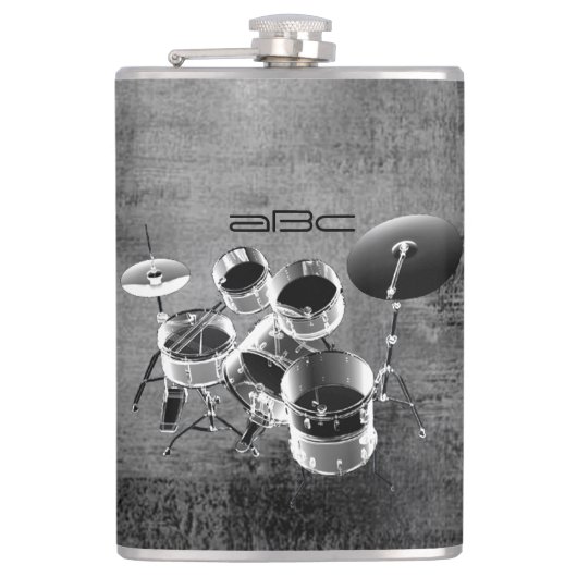Trommelset / persoonlijke cadeautjes voor drummers heupfles (Voorkant)