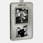 Trommelset persoonlijke foto (jaar) verzilverd omlijst ornament (Rechts)