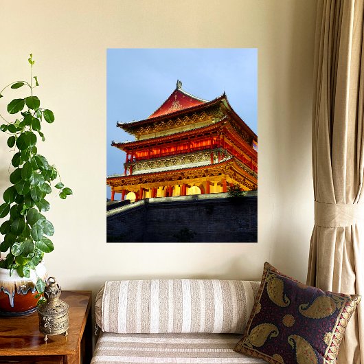 Trommeltoren van Xi'An Canvas afdrukken Poster