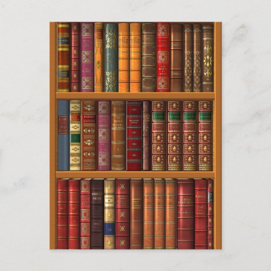 Trompe - l ' oeil "Franse bibliotheek". Briefkaart (Voorkant)
