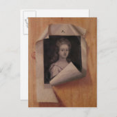 Trompe - l ' oeil Portret van een Dame Briefkaart (Voorkant / Achterkant)