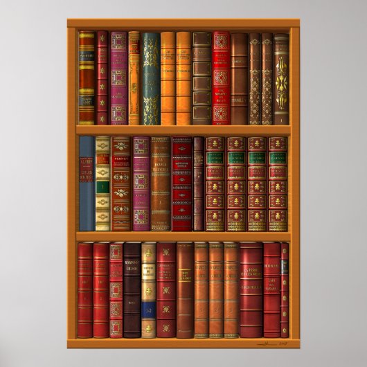 Trompe l'oeil "Franse bibliotheek". Poster (Voorkant)