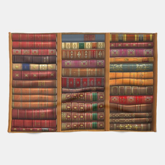 Trompe l'oeil "Franse bibliotheek". Theedoek (Horizontaal)