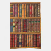 Trompe l'oeil "Franse bibliotheek". Theedoek (Verticaal)