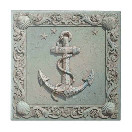Trompe L'oeil Marine Life Anchor ID1190c Tegeltje (Voorkant)